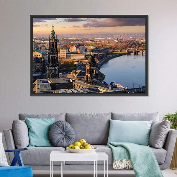 Dresden Skyline Canvas Wall Art-3 Horizontal-Gallery Wrap-25" x 16"-Tiaracle