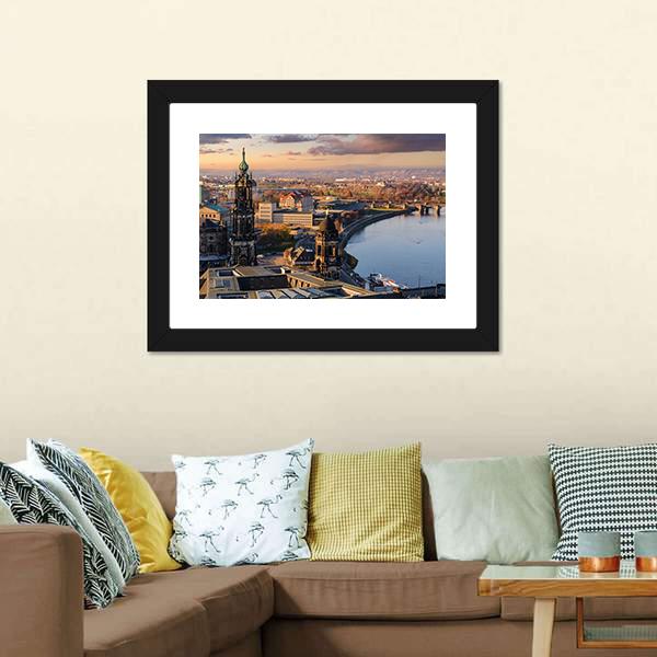 Dresden Skyline Canvas Wall Art-1 Piece-Framed Print-20" x 16"-Tiaracle