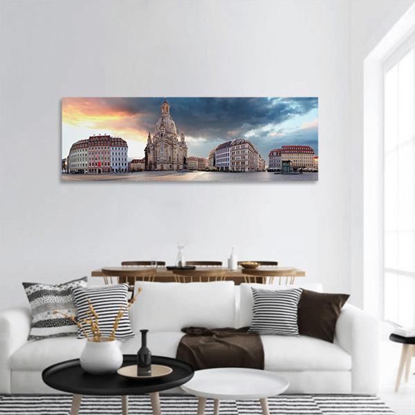 Dresden At Sunrise Panoramic Canvas Wall Art-3 Piece-25" x 08"-Tiaracle