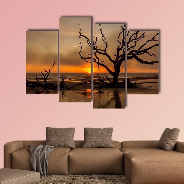 Dead Tree At Sunrise Canvas Wall Art-4 Pop-Gallery Wrap-50" x 32"-Tiaracle