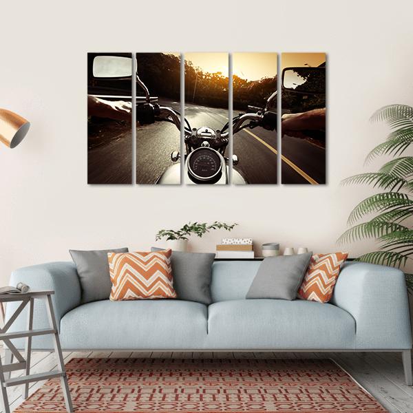 Driver Riding Motorcycle Canvas Wall Art-5 Horizontal-Gallery Wrap-22" x 12"-Tiaracle
