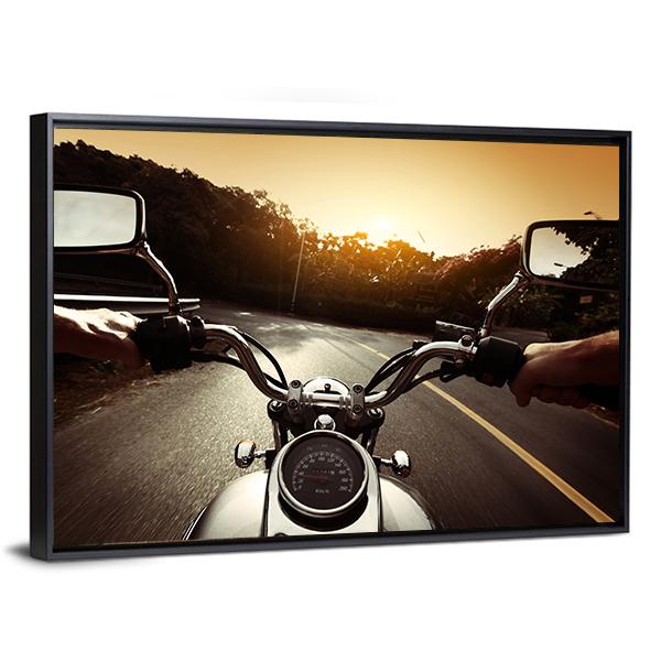 Driver Riding Motorcycle Canvas Wall Art-3 Horizontal-Gallery Wrap-25" x 16"-Tiaracle