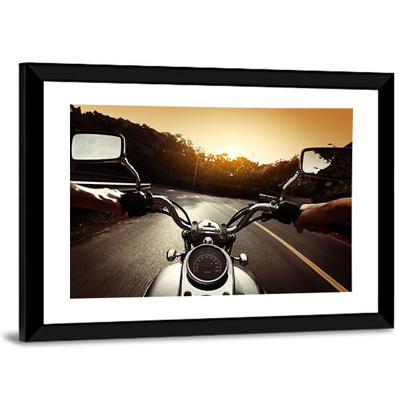 Driver Riding Motorcycle Canvas Wall Art-3 Horizontal-Gallery Wrap-25" x 16"-Tiaracle