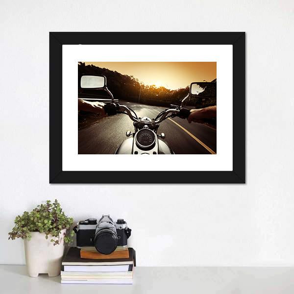 Driver Riding Motorcycle Canvas Wall Art-3 Horizontal-Gallery Wrap-25" x 16"-Tiaracle