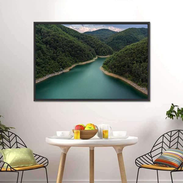 Drone View Of Lake Canvas Wall Art-3 Horizontal-Gallery Wrap-25" x 16"-Tiaracle