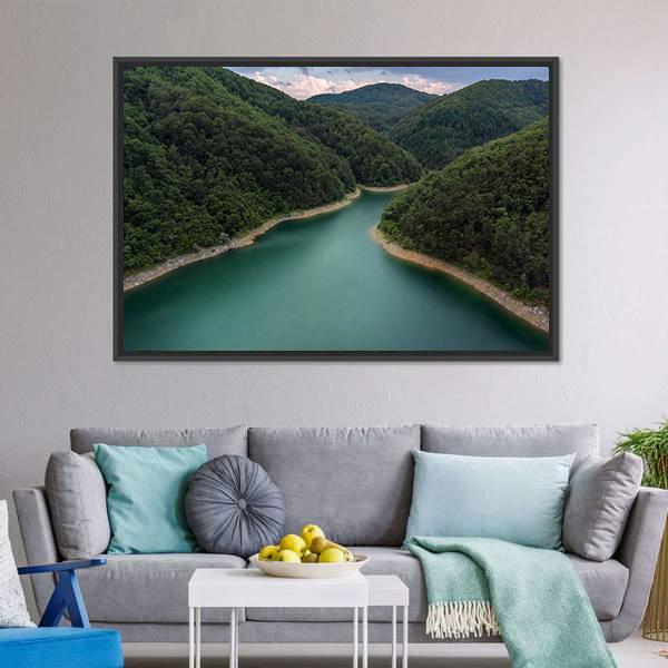 Drone View Of Lake Canvas Wall Art-3 Horizontal-Gallery Wrap-25" x 16"-Tiaracle
