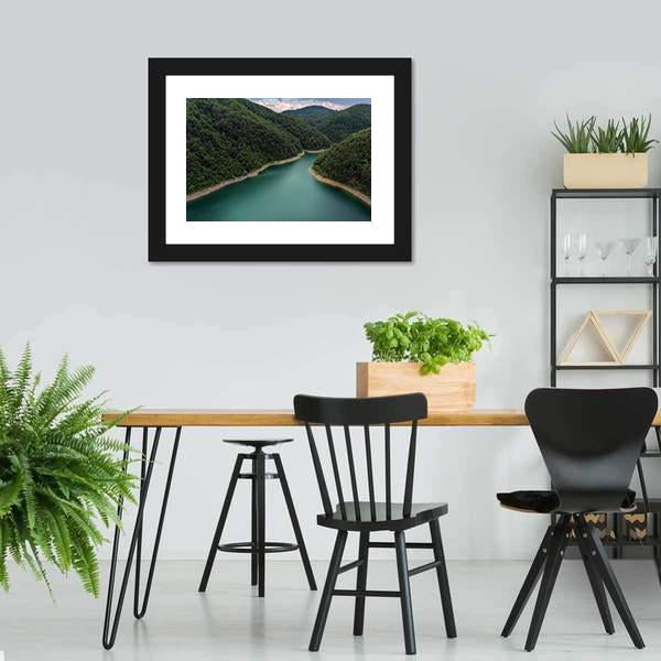 Drone View Of Lake Canvas Wall Art-3 Horizontal-Gallery Wrap-25" x 16"-Tiaracle