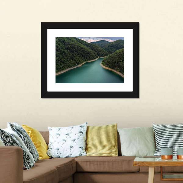 Drone View Of Lake Canvas Wall Art-3 Horizontal-Gallery Wrap-25" x 16"-Tiaracle