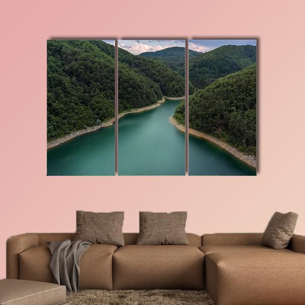 Drone View Of Lake Canvas Wall Art-3 Horizontal-Gallery Wrap-37" x 24"-Tiaracle