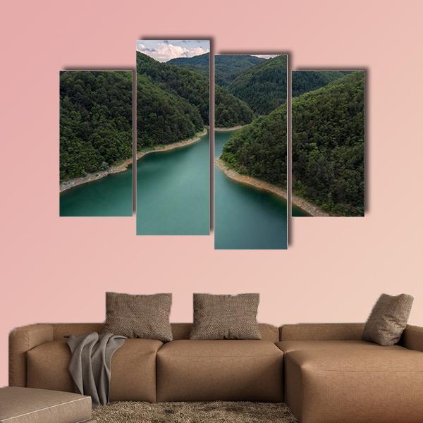 Drone View Of Lake Canvas Wall Art-4 Pop-Gallery Wrap-50" x 32"-Tiaracle