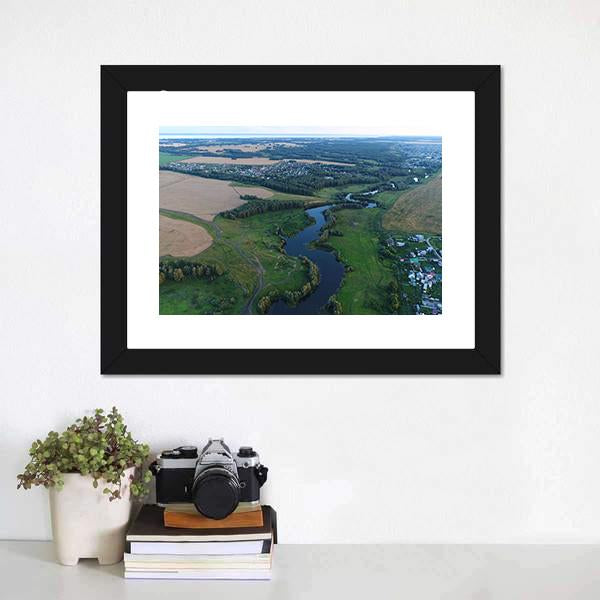 Drone View Of River Panoramic Canvas Wall Art-1 Piece-36" x 12"-Tiaracle