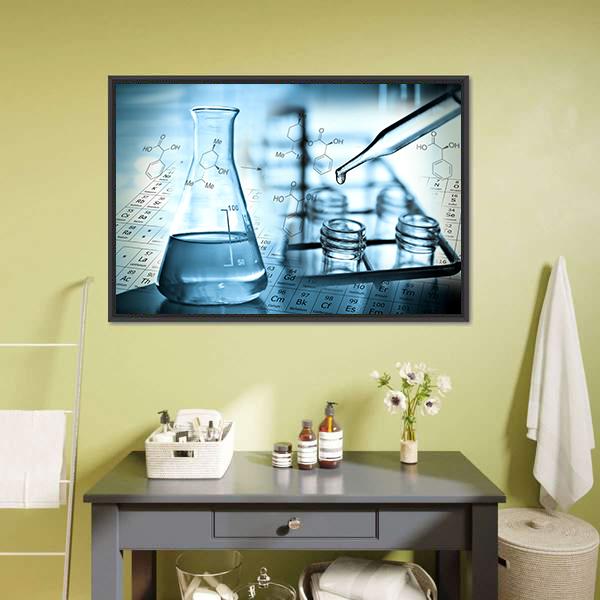 Dropping Liquid To Test Tube Canvas Wall Art-3 Horizontal-Gallery Wrap-25" x 16"-Tiaracle