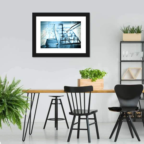 Dropping Liquid To Test Tube Canvas Wall Art-3 Horizontal-Gallery Wrap-25" x 16"-Tiaracle