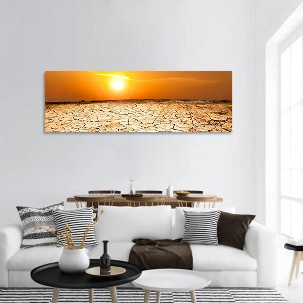 Drought Land Panoramic Canvas Wall Art-3 Piece-25" x 08"-Tiaracle