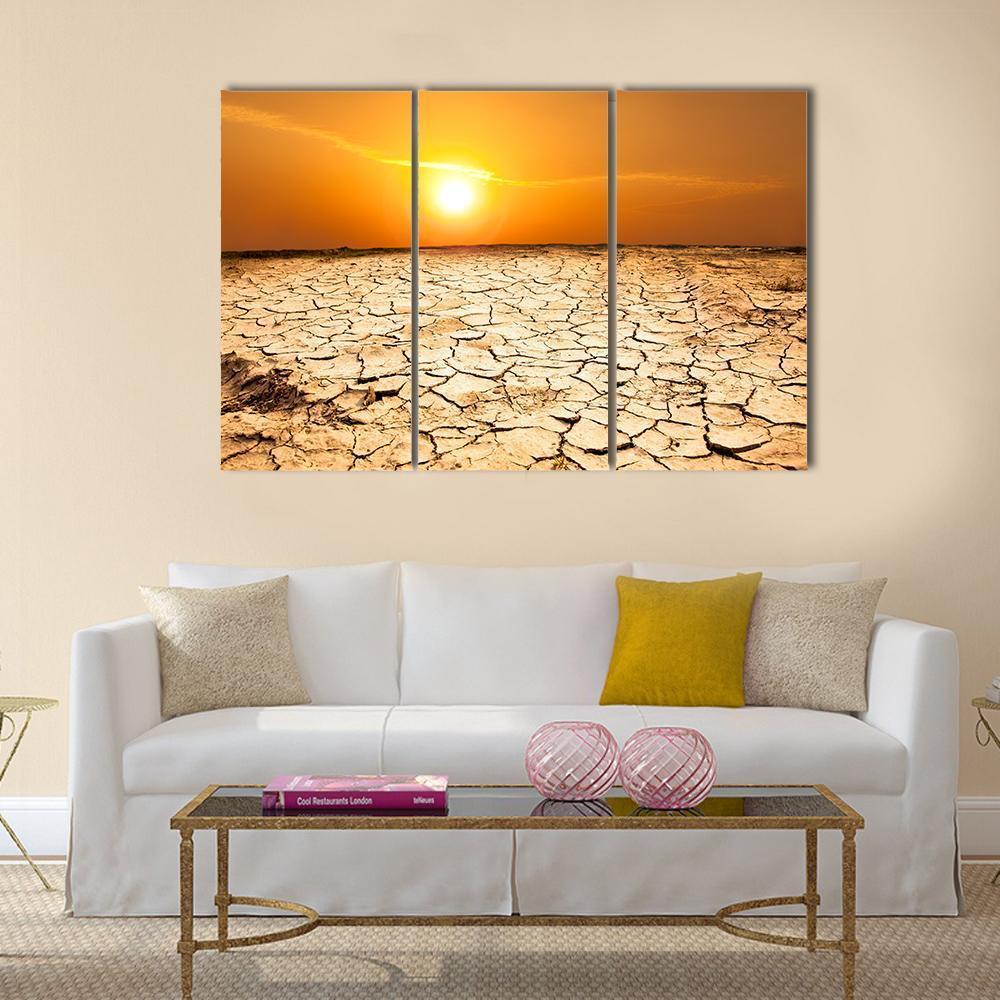 Drought Land Canvas Wall Art-3 Horizontal-Gallery Wrap-37" x 24"-Tiaracle