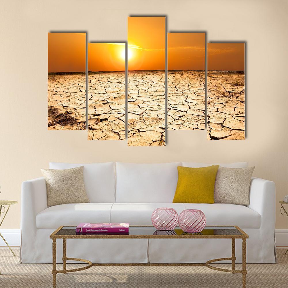 Drought Land Canvas Wall Art-1 Piece-Gallery Wrap-48" x 32"-Tiaracle