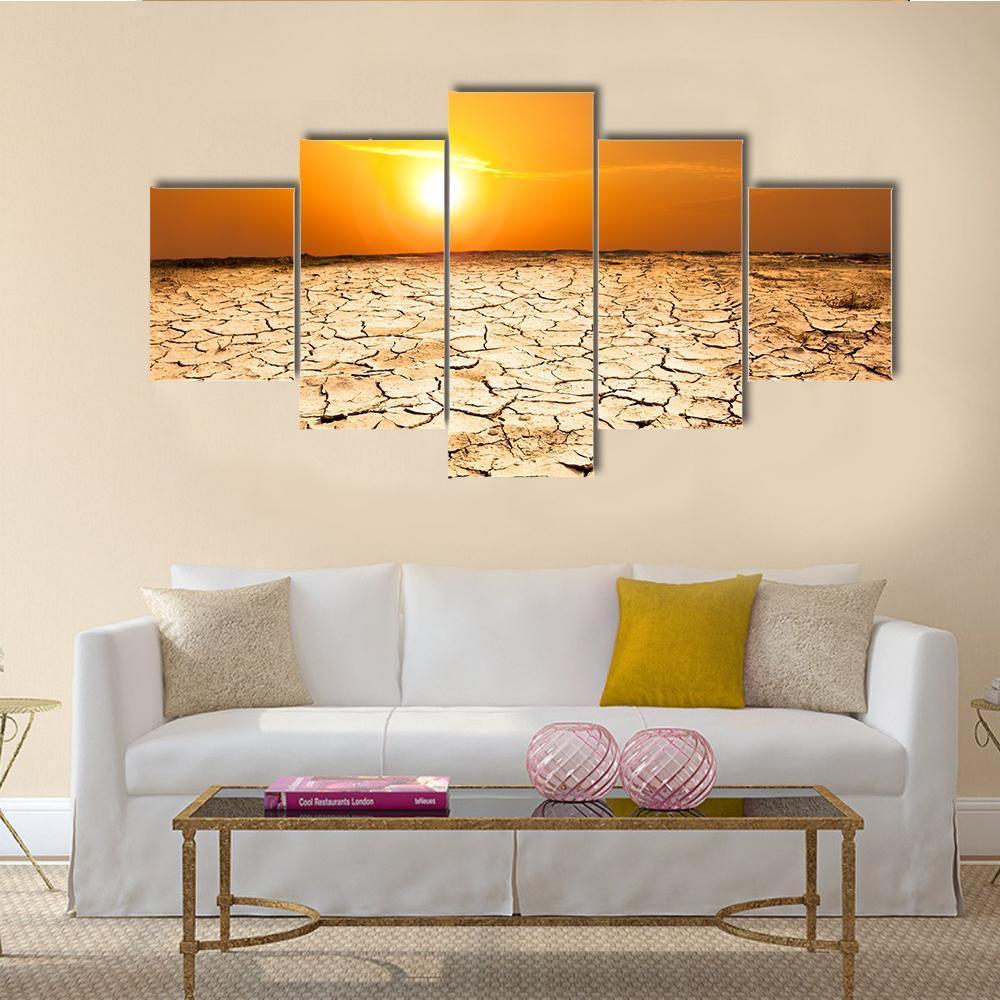 Drought Land Canvas Wall Art-5 Star-Gallery Wrap-62" x 32"-Tiaracle