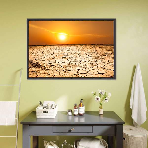Drought Land Panoramic Canvas Wall Art-1 Piece-36" x 12"-Tiaracle