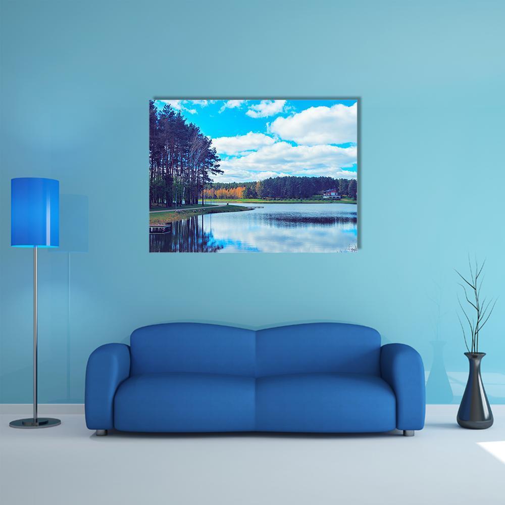 Druskonis Lake In Druskininkai Canvas Wall Art-1 Piece-Gallery Wrap-48" x 32"-Tiaracle