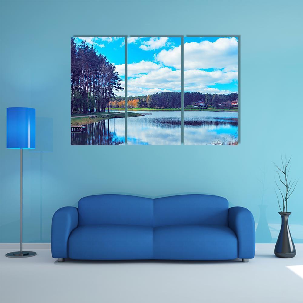 Druskonis Lake In Druskininkai Canvas Wall Art-3 Horizontal-Gallery Wrap-37" x 24"-Tiaracle