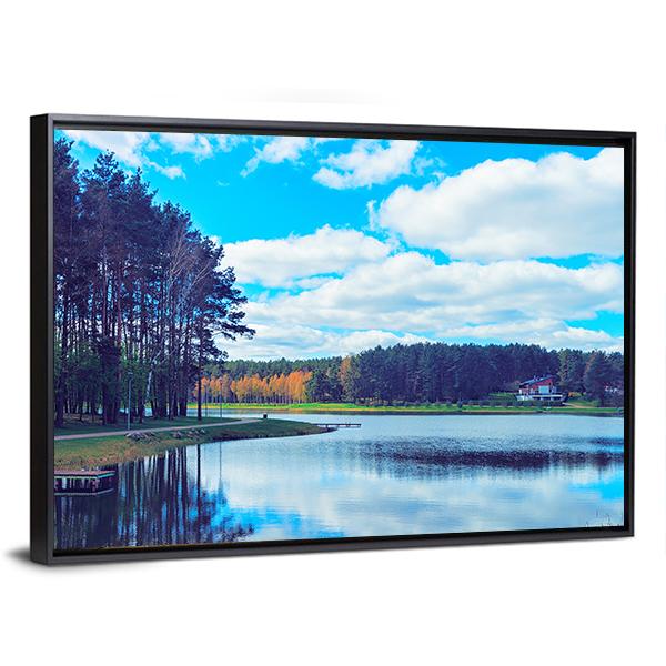 Druskonis Lake In Druskininkai Canvas Wall Art-3 Horizontal-Gallery Wrap-25" x 16"-Tiaracle
