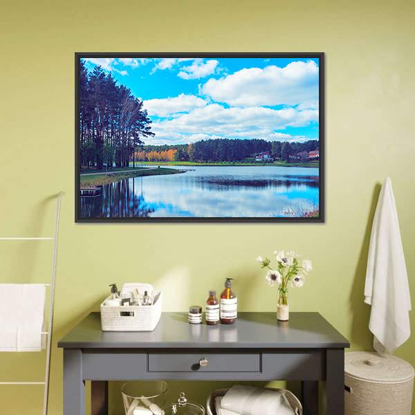 Druskonis Lake In Druskininkai Canvas Wall Art-3 Horizontal-Gallery Wrap-25" x 16"-Tiaracle
