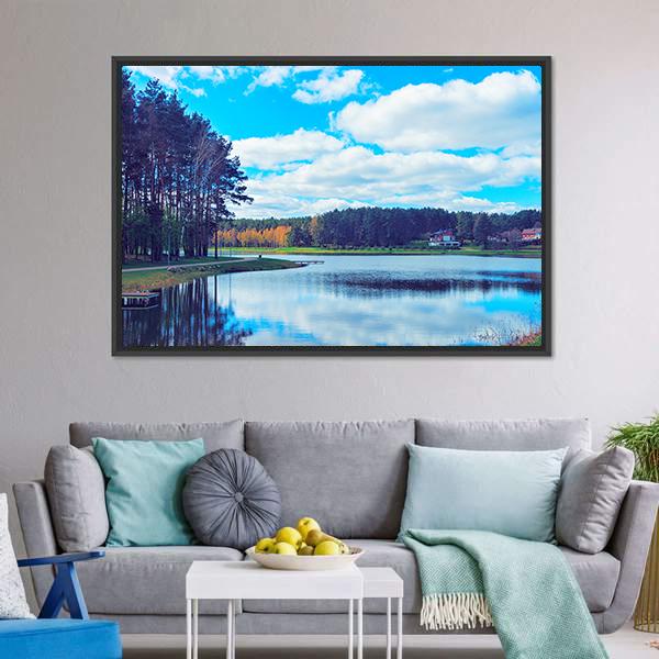 Druskonis Lake In Druskininkai Canvas Wall Art-3 Horizontal-Gallery Wrap-25" x 16"-Tiaracle