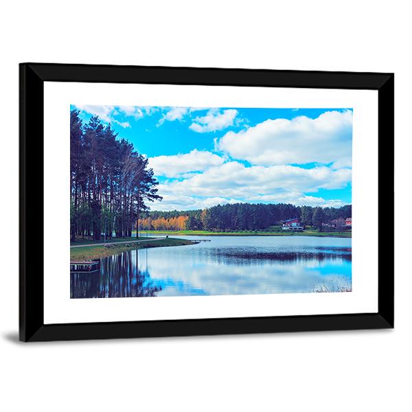Druskonis Lake In Druskininkai Canvas Wall Art-3 Horizontal-Gallery Wrap-25" x 16"-Tiaracle