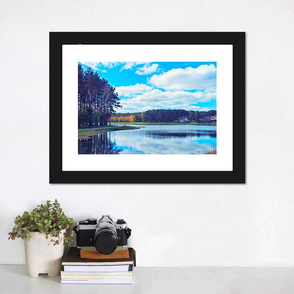 Druskonis Lake In Druskininkai Canvas Wall Art-3 Horizontal-Gallery Wrap-25" x 16"-Tiaracle