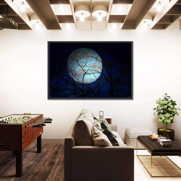 Dry Tree In Dark Night Canvas Wall Art-3 Horizontal-Gallery Wrap-25" x 16"-Tiaracle