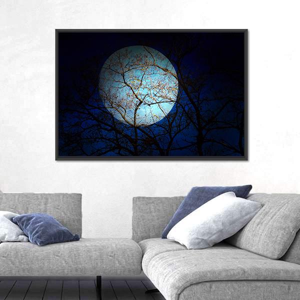 Dry Tree In Dark Night Canvas Wall Art-5 Horizontal-Gallery Wrap-22" x 12"-Tiaracle