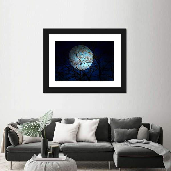 Dry Tree In Dark Night Canvas Wall Art-5 Horizontal-Gallery Wrap-22" x 12"-Tiaracle