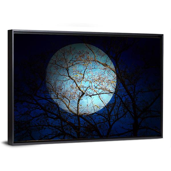 Dry Tree In Dark Night Canvas Wall Art-1 Piece-Floating Frame-24" x 16"-Tiaracle