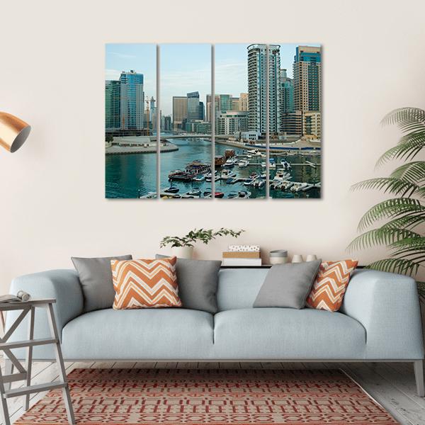 Dubai At Daytime Canvas Wall Art-4 Horizontal-Gallery Wrap-34" x 24"-Tiaracle