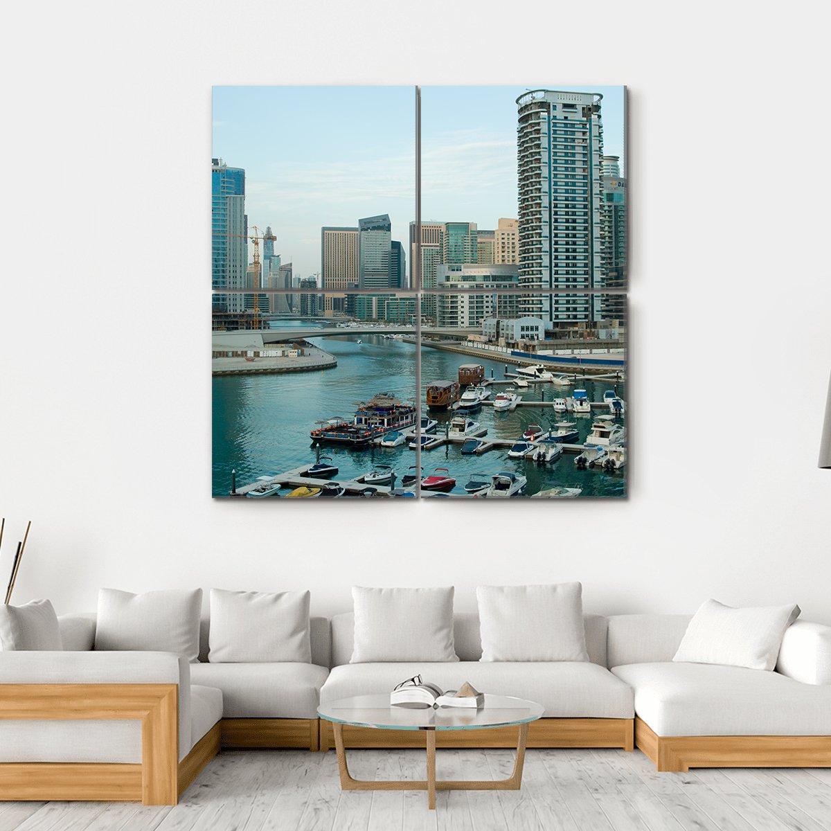 Dubai At Daytime Canvas Wall Art-4 Square-Gallery Wrap-17" x 17"-Tiaracle