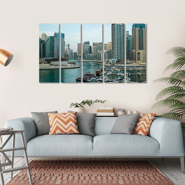 Dubai At Daytime Canvas Wall Art-5 Horizontal-Gallery Wrap-22" x 12"-Tiaracle