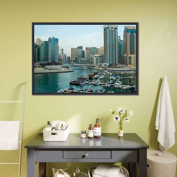 Dubai At Daytime Canvas Wall Art-3 Horizontal-Gallery Wrap-25" x 16"-Tiaracle