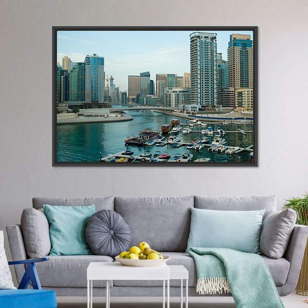 Dubai At Daytime Canvas Wall Art-3 Horizontal-Gallery Wrap-25" x 16"-Tiaracle