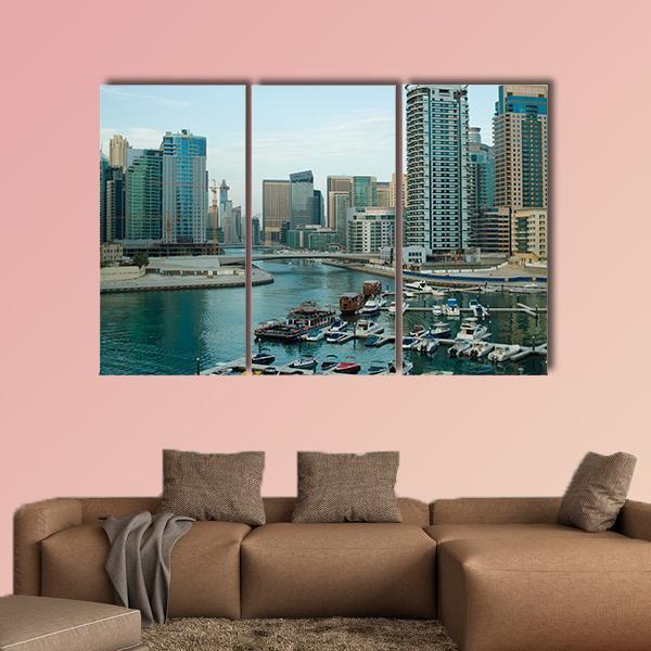 Dubai At Daytime Canvas Wall Art-3 Horizontal-Gallery Wrap-25" x 16"-Tiaracle