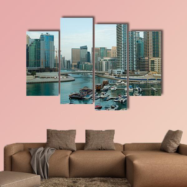 Dubai At Daytime Canvas Wall Art-4 Pop-Gallery Wrap-50" x 32"-Tiaracle