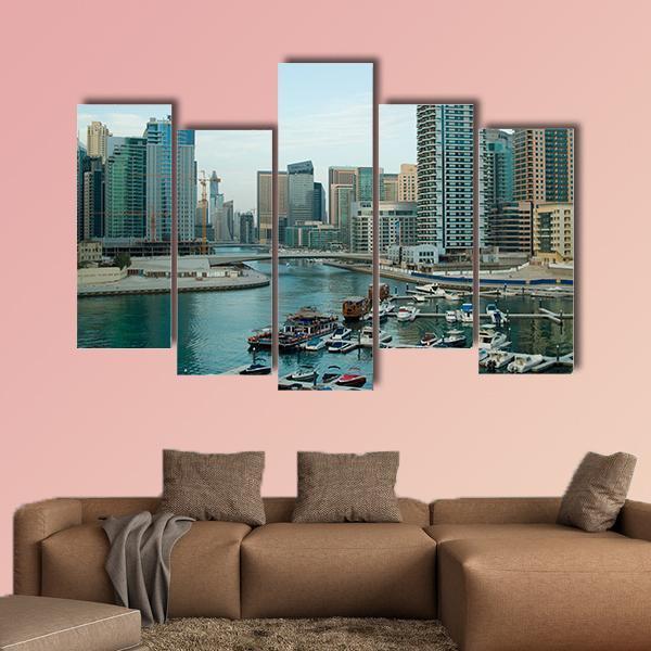Dubai At Daytime Canvas Wall Art-5 Pop-Gallery Wrap-47" x 32"-Tiaracle
