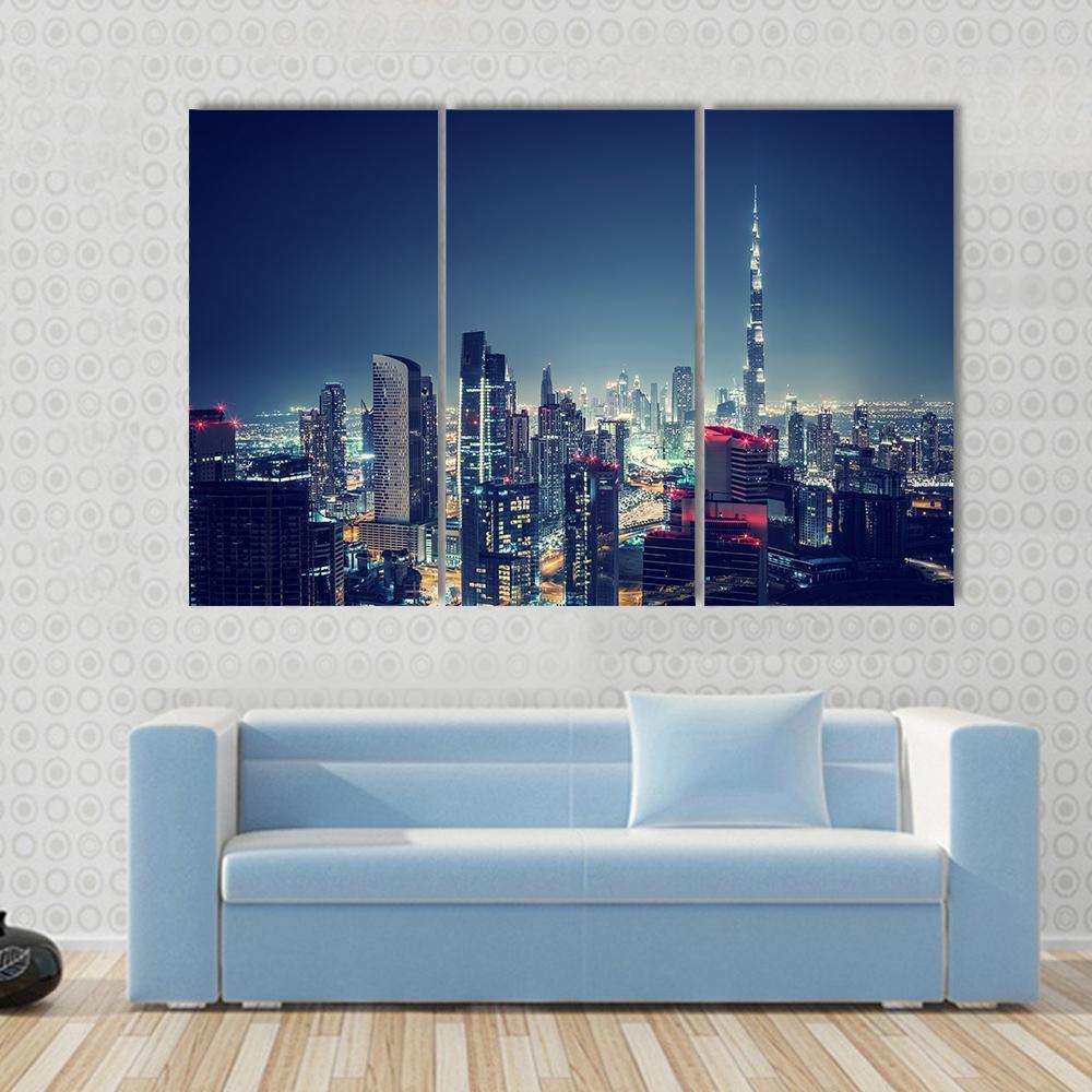 Dubai Cityscape Canvas Wall Art-3 Horizontal-Gallery Wrap-37" x 24"-Tiaracle