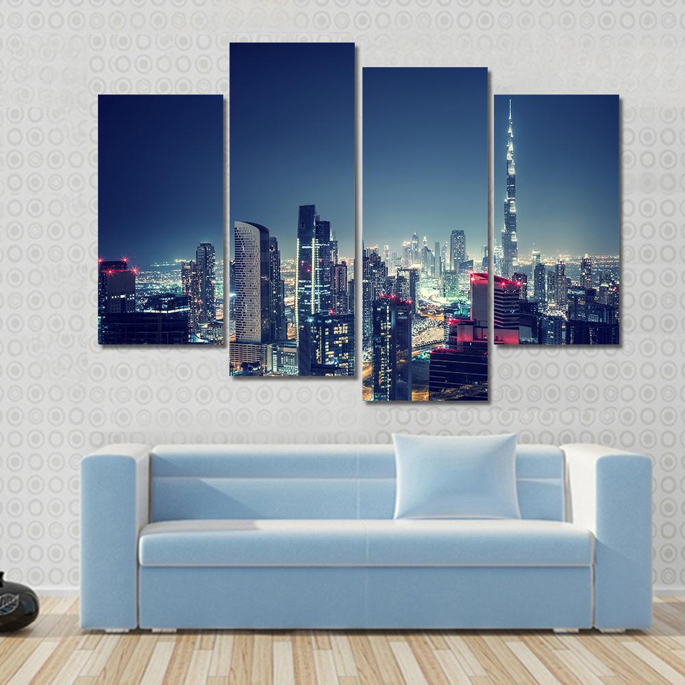 Dubai Cityscape Canvas Wall Art-4 Pop-Gallery Wrap-50" x 32"-Tiaracle
