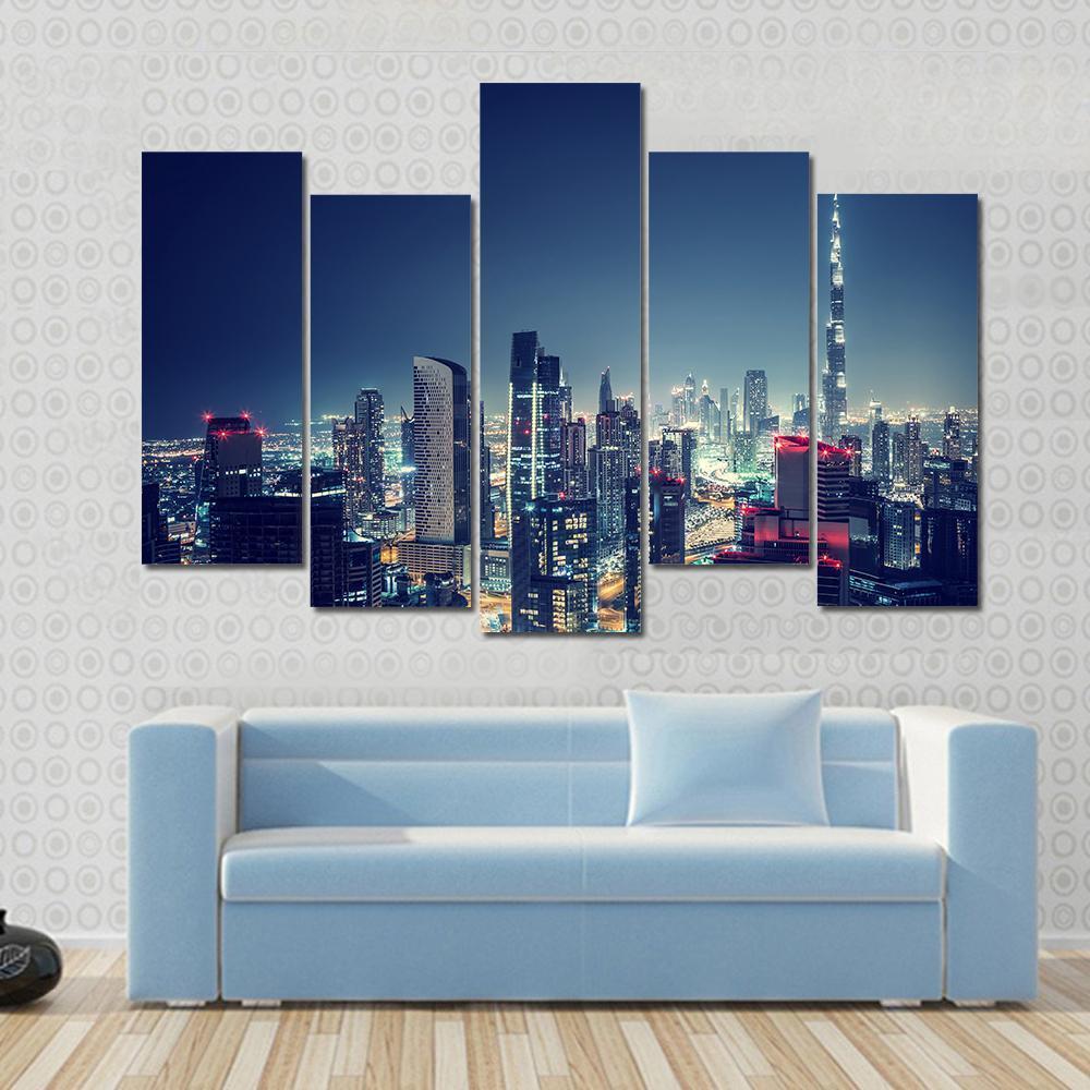 Dubai Cityscape Canvas Wall Art-5 Pop-Gallery Wrap-47" x 32"-Tiaracle