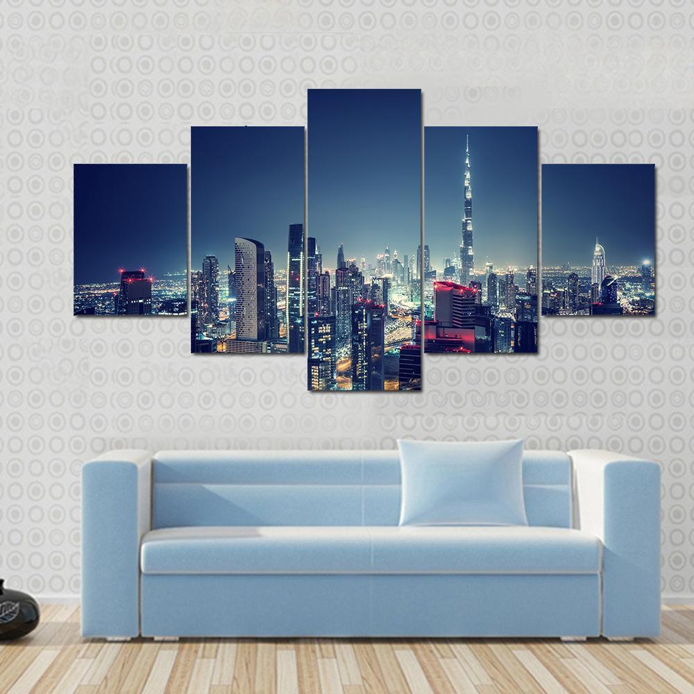 Dubai Cityscape Canvas Wall Art-1 Piece-Gallery Wrap-48" x 32"-Tiaracle