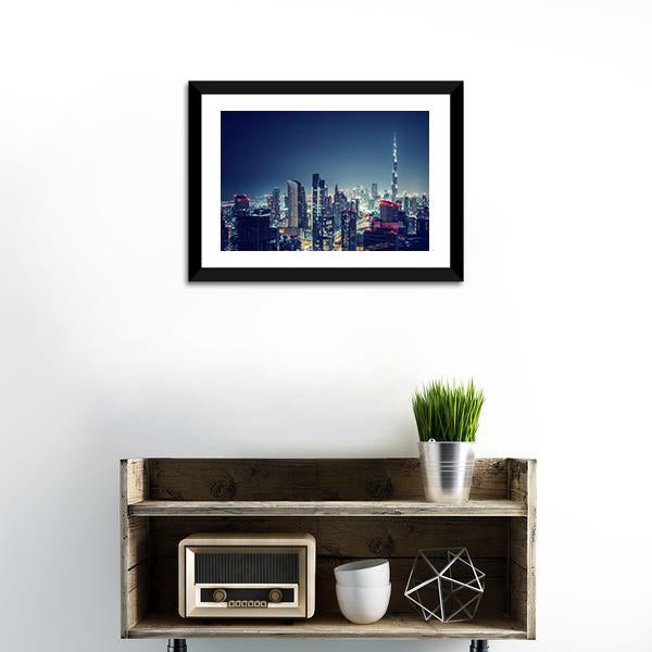 Dubai Cityscape Canvas Wall Art-1 Piece-Framed Print-20" x 16"-Tiaracle