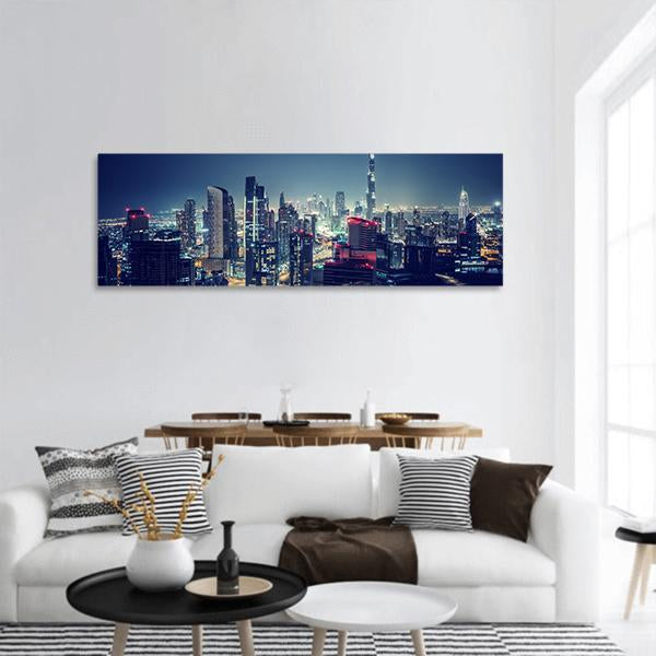 Dubai Cityscape Panoramic Canvas Wall Art-3 Piece-25" x 08"-Tiaracle