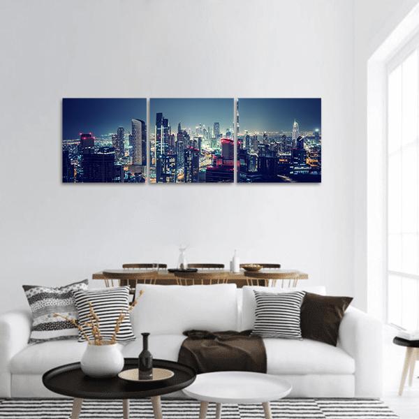 Dubai Cityscape Panoramic Canvas Wall Art-3 Piece-25" x 08"-Tiaracle