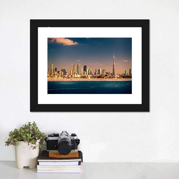 Dubai Downtown &amp; Beach Panoramic Canvas Wall Art-1 Piece-36" x 12"-Tiaracle