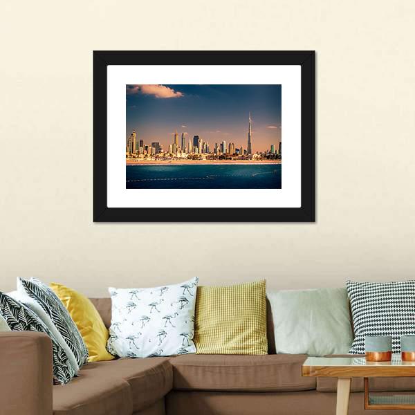 Dubai Downtown &amp; Beach Panoramic Canvas Wall Art-1 Piece-36" x 12"-Tiaracle